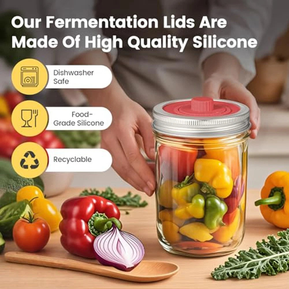 Fermentation Lids for Wide Mouth Jars (Airtight Seal, Smart Date Setting)