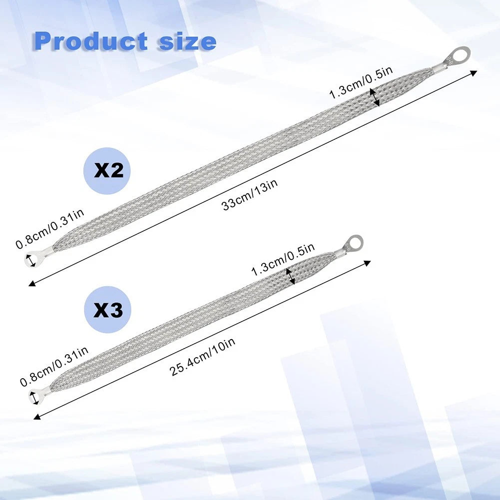 Set of 2 Engine Ground Straps 10" x 1/2" & 13" x 1/2"