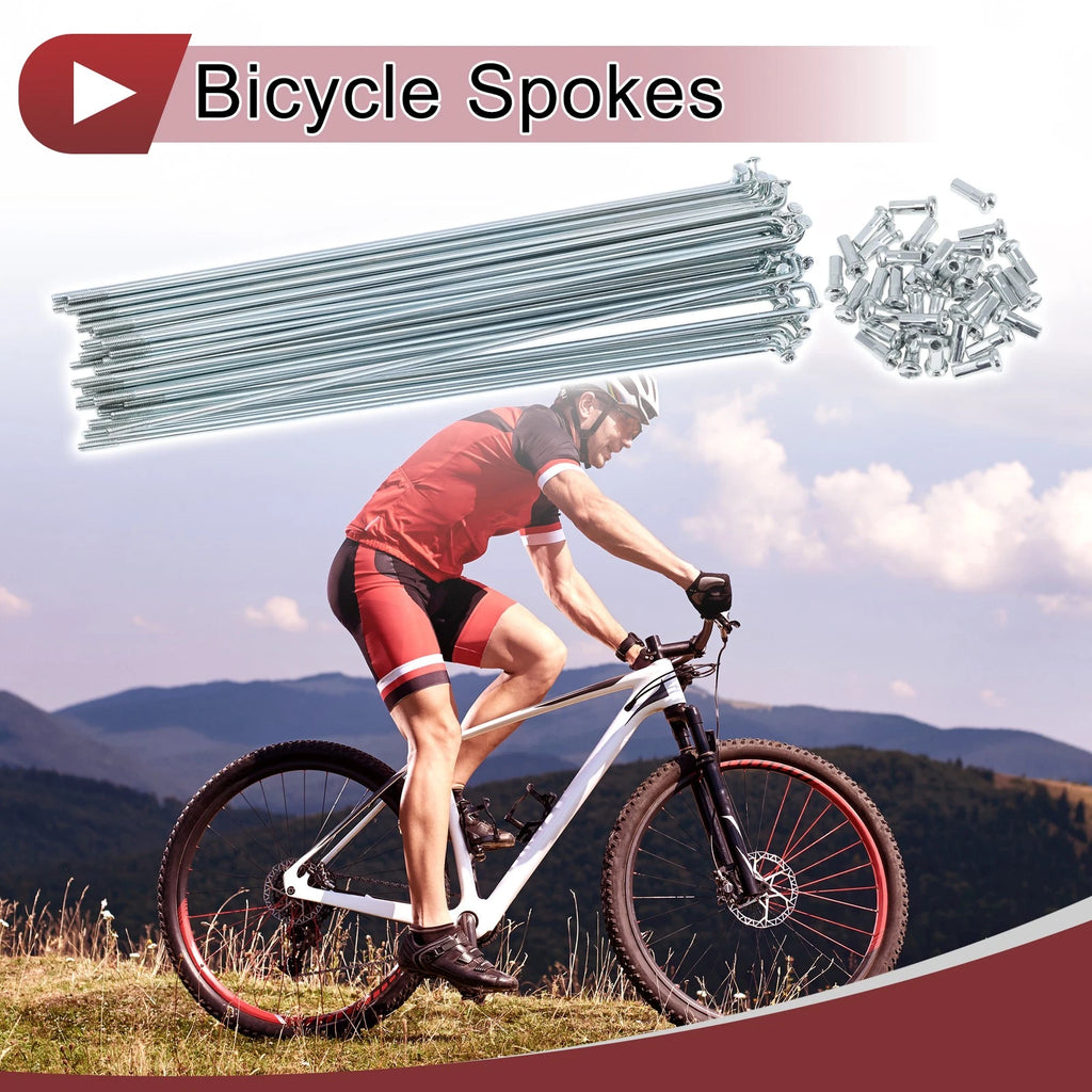 Bicycle Wheel Spokes Set 187mm Galvanized Carbon Steel for 36 Spoke Wheels (—)