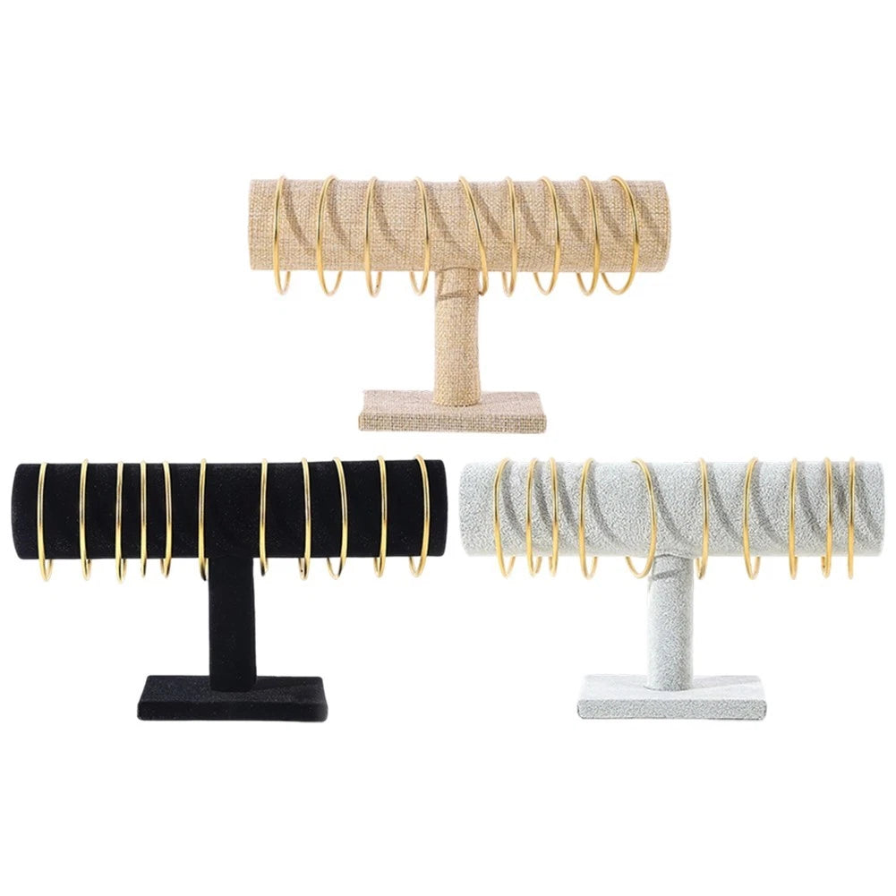 Bracelet Holder Stand T Design Soft Touch Flannel 23x14cm