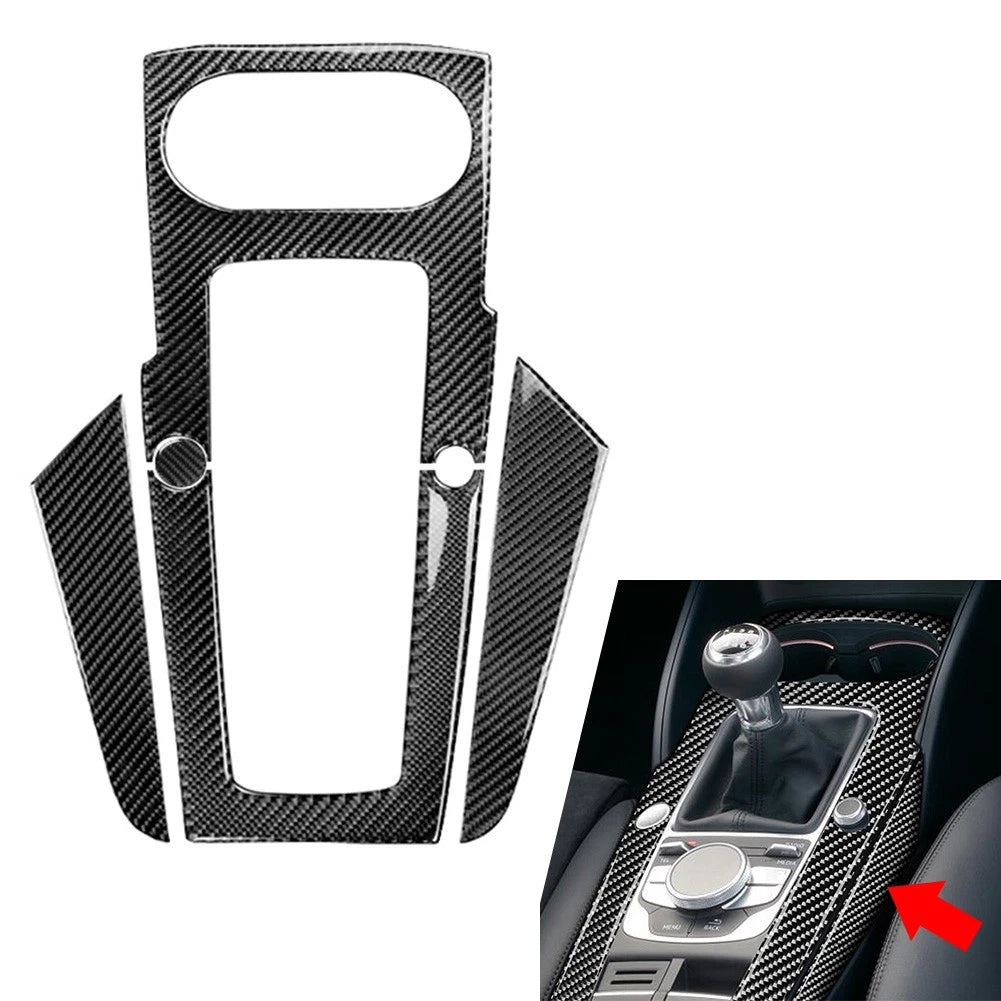 Carbon Fiber Black Gear Shift Panel Cover Trim for Audi A3 S3 RS3 (2013–2020)