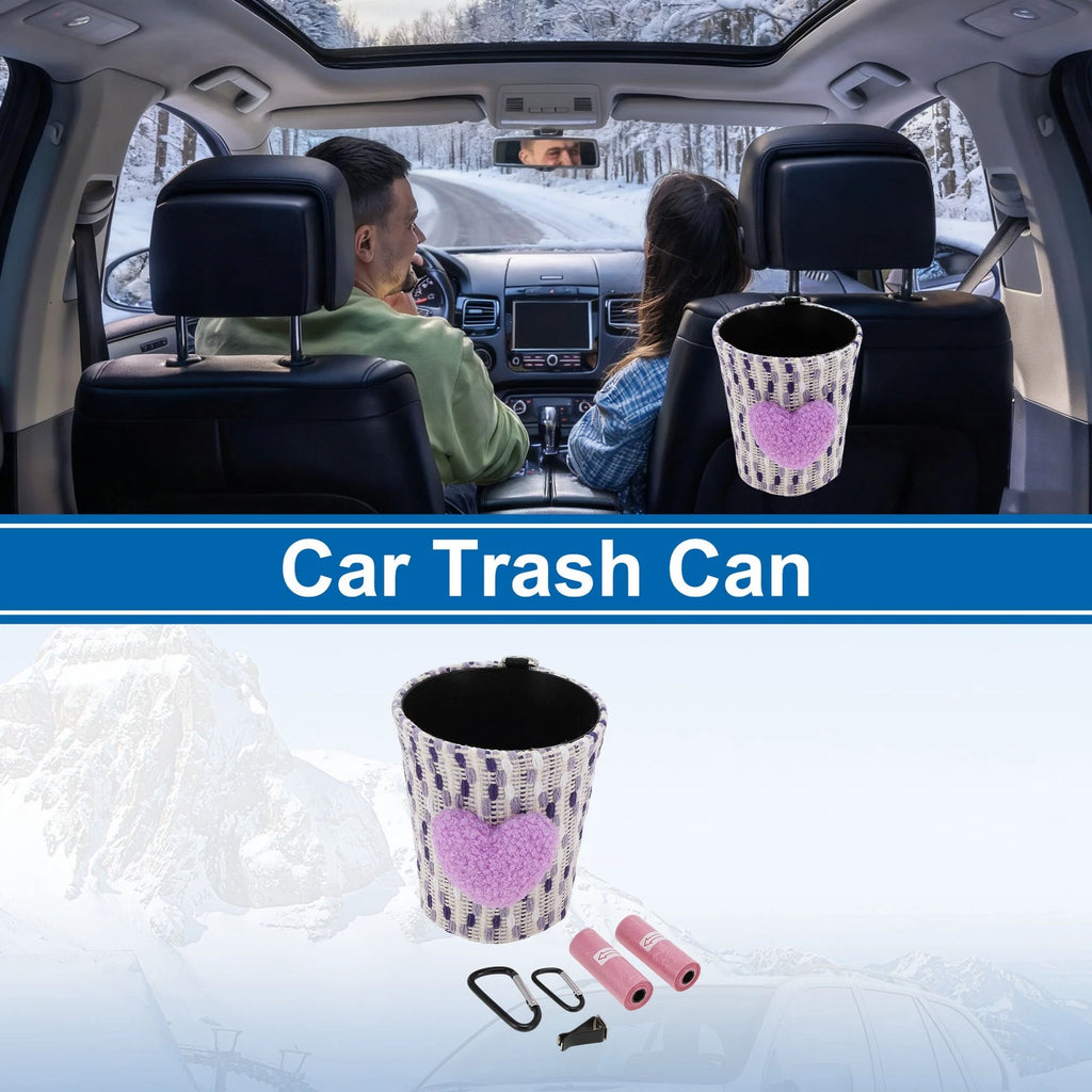 Car Trash Can Oval Fabric Garbage Bag for Universal Use (1 Pc)