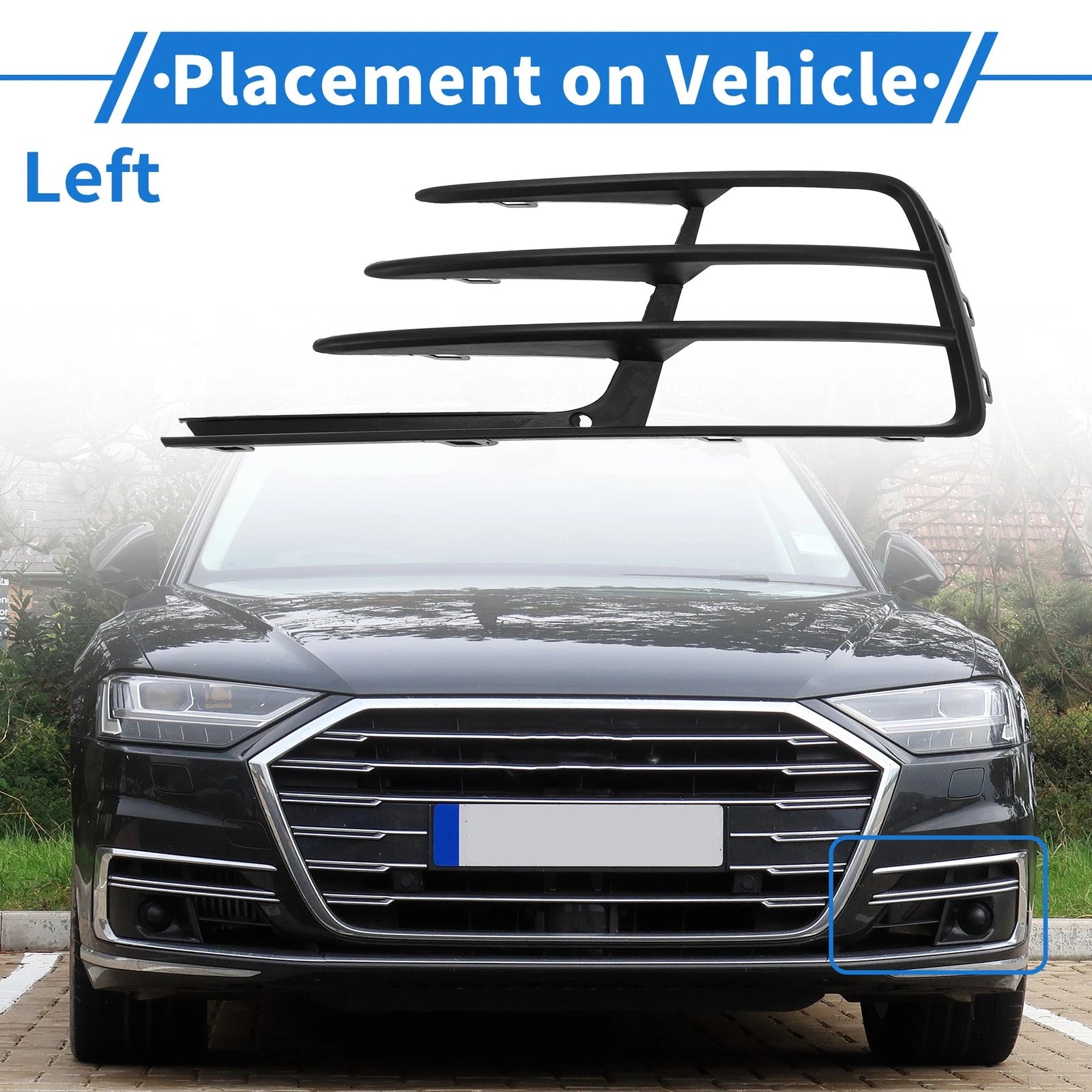 Left Front Fog Light Grill Replacement for Volkswagen Scirocco (2014–2017)