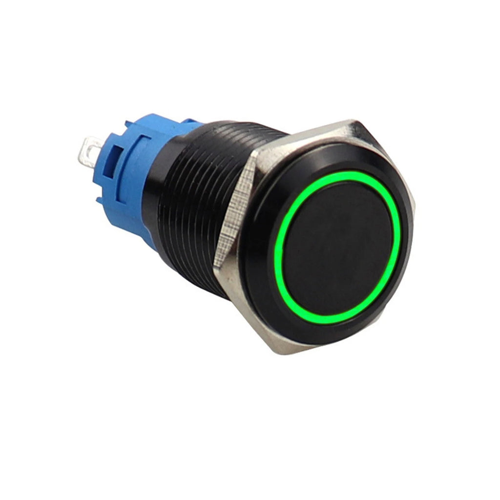 22mm Flat Head Momentary Push Button Switch with LED Ring Light (12V 24V)