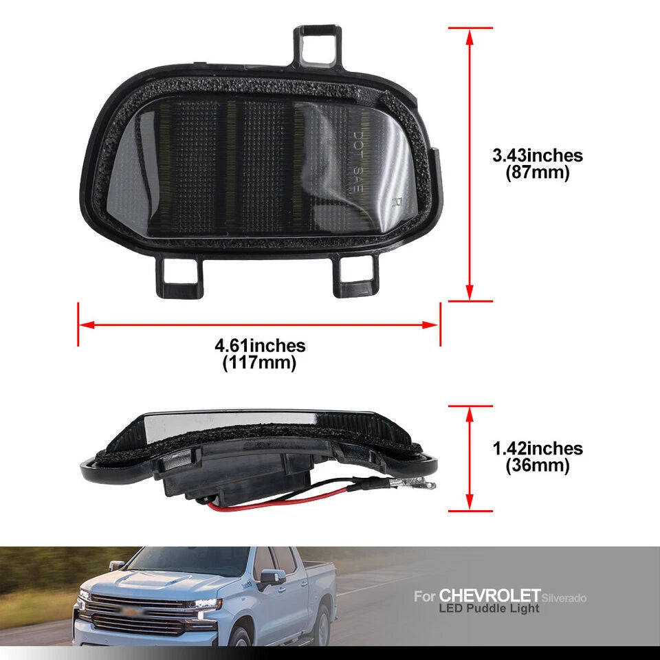 Smoke LED Side Mirror Puddle Light for Chevy Silverado 1500 GMC Sierra (2019)