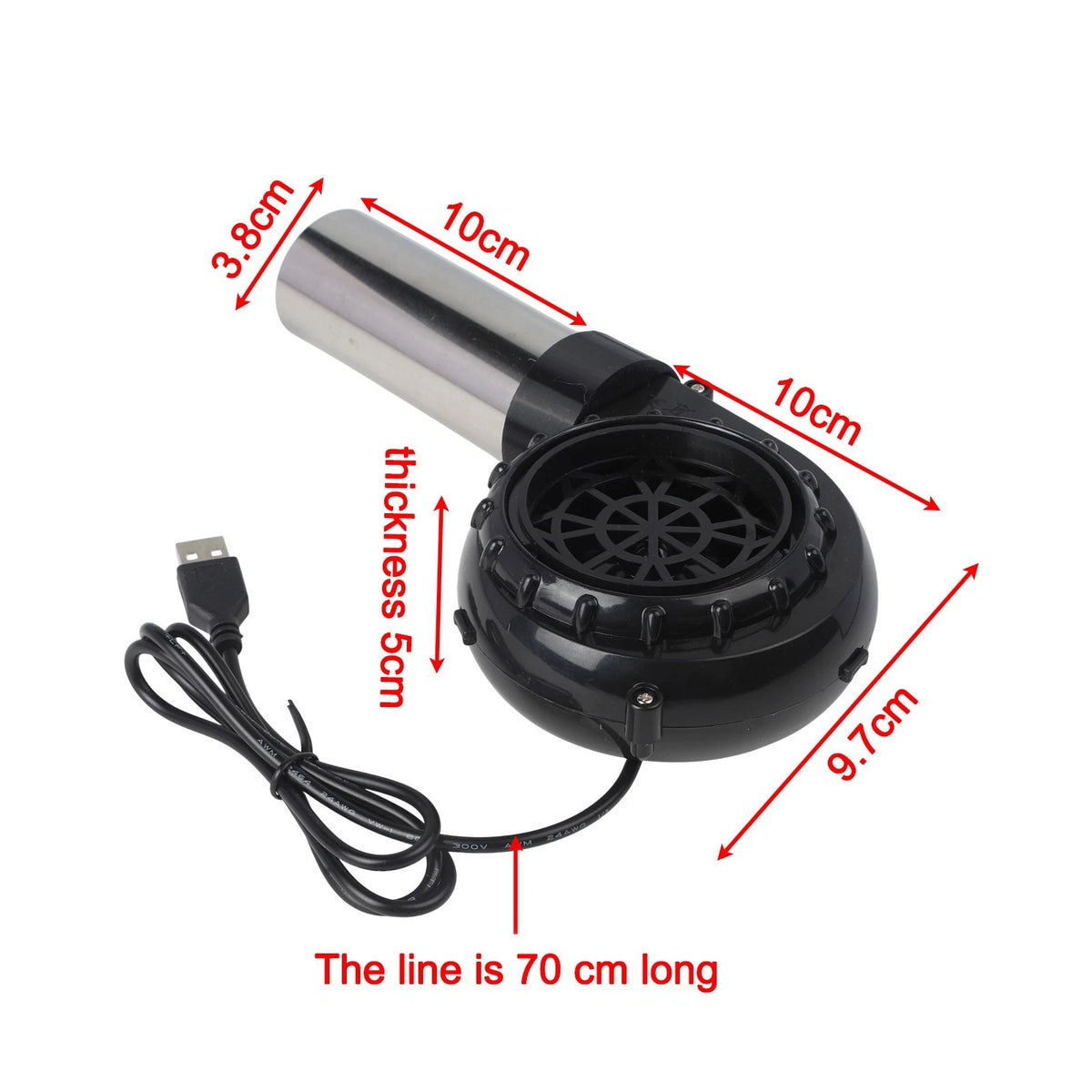 Handheld Adjustable Speed BBQ Blower for Outdoor Use (USB Powered)