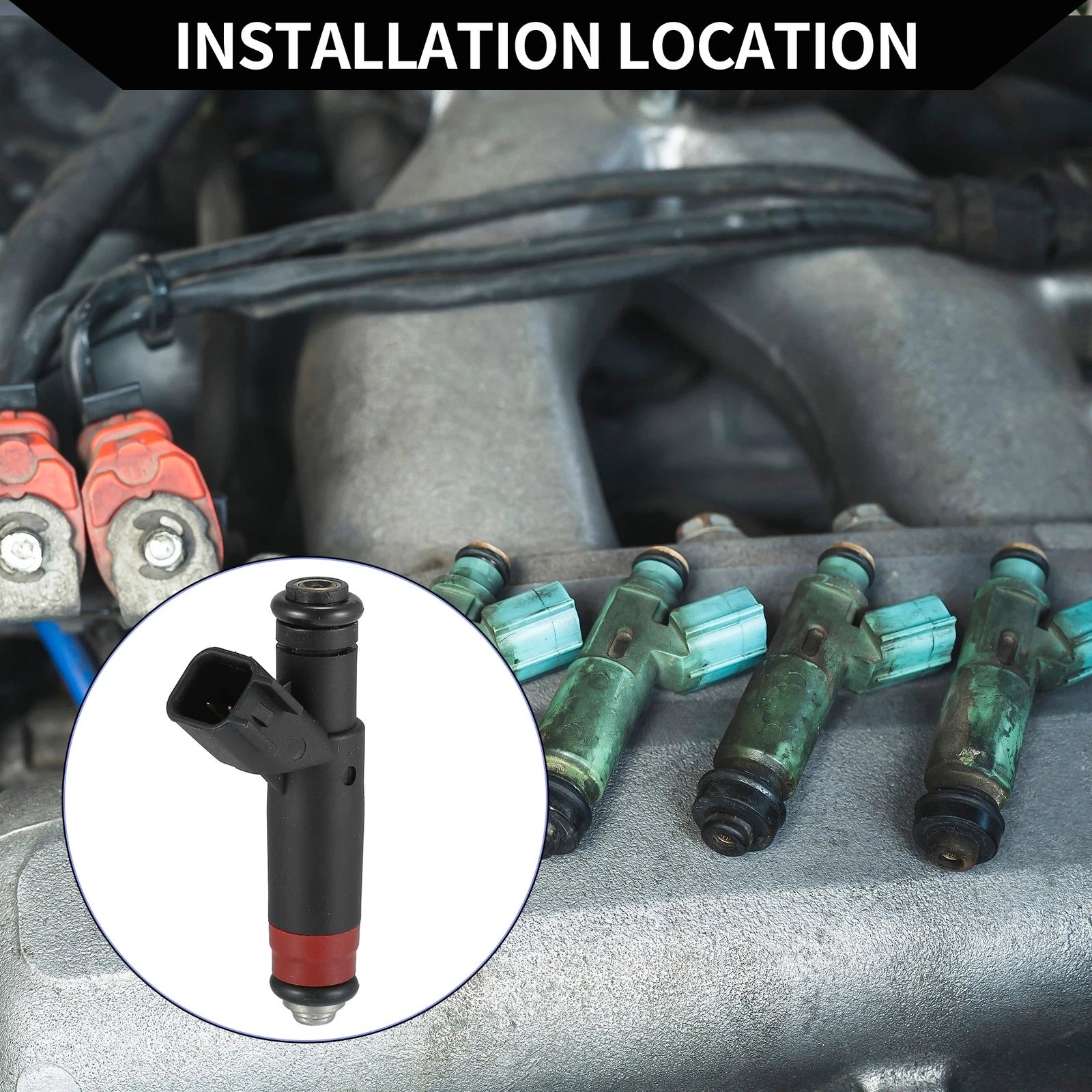 Fuel Injector Replacement for Dodge Ram 1500 (2002–2003) 4.7L Black