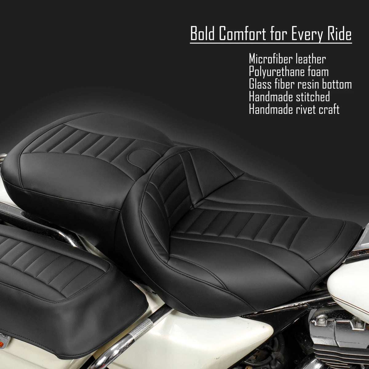 Stripes 2-Up One Piece Vinyl Seat for Harley-Davidson Touring (1997–2007)