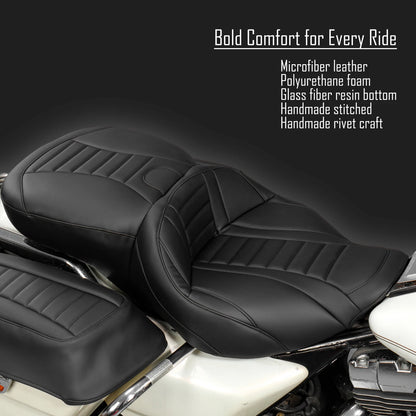 Stripes 2-Up One Piece Vinyl Seat for Harley-Davidson Touring (1997–2007)