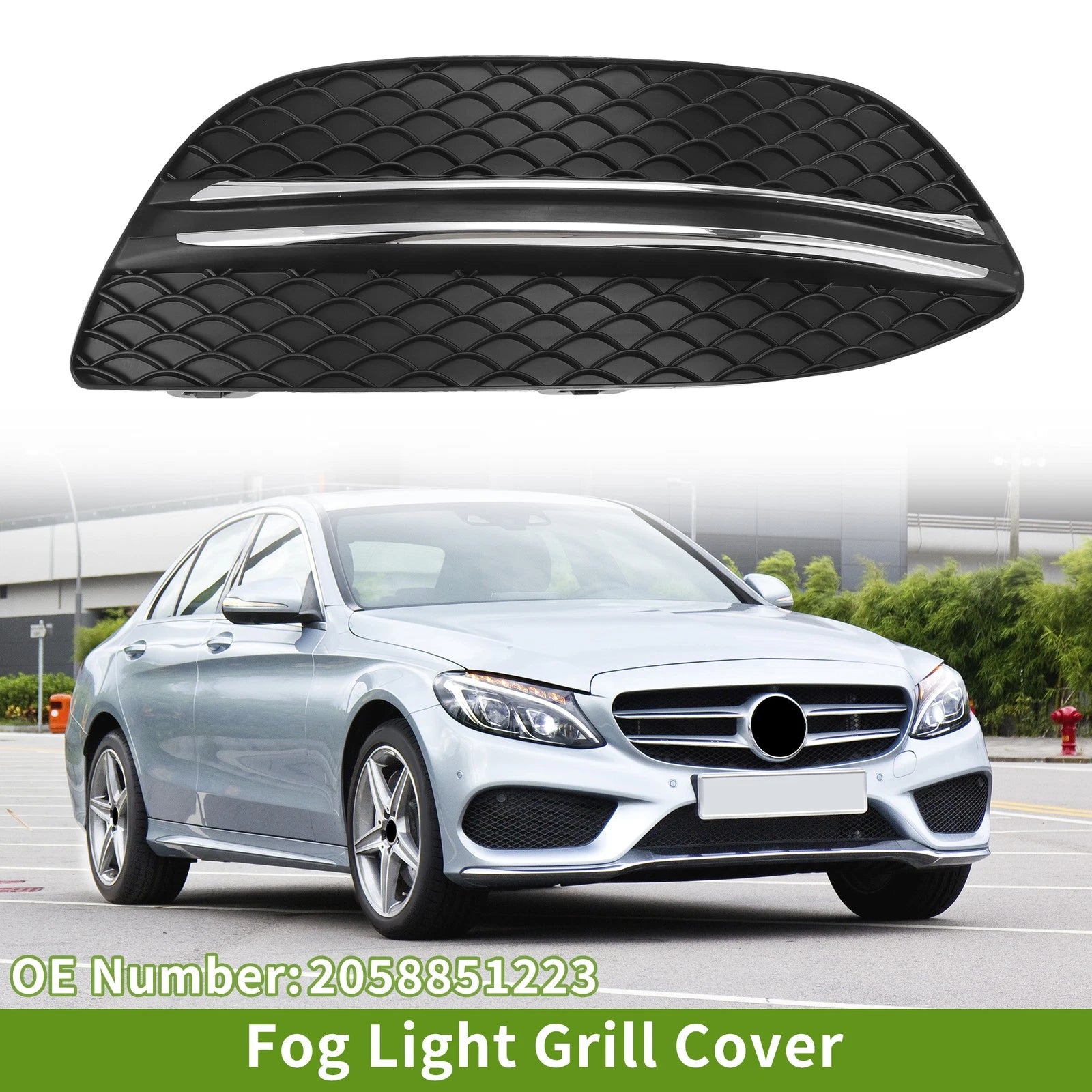 Front Right Fog Light Grill Replacement for Mercedes-Benz C-Class (2015–2021)
