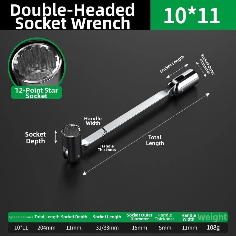 Double Head Socket Wrench for Chrome Vanadium Steel (12 Point)