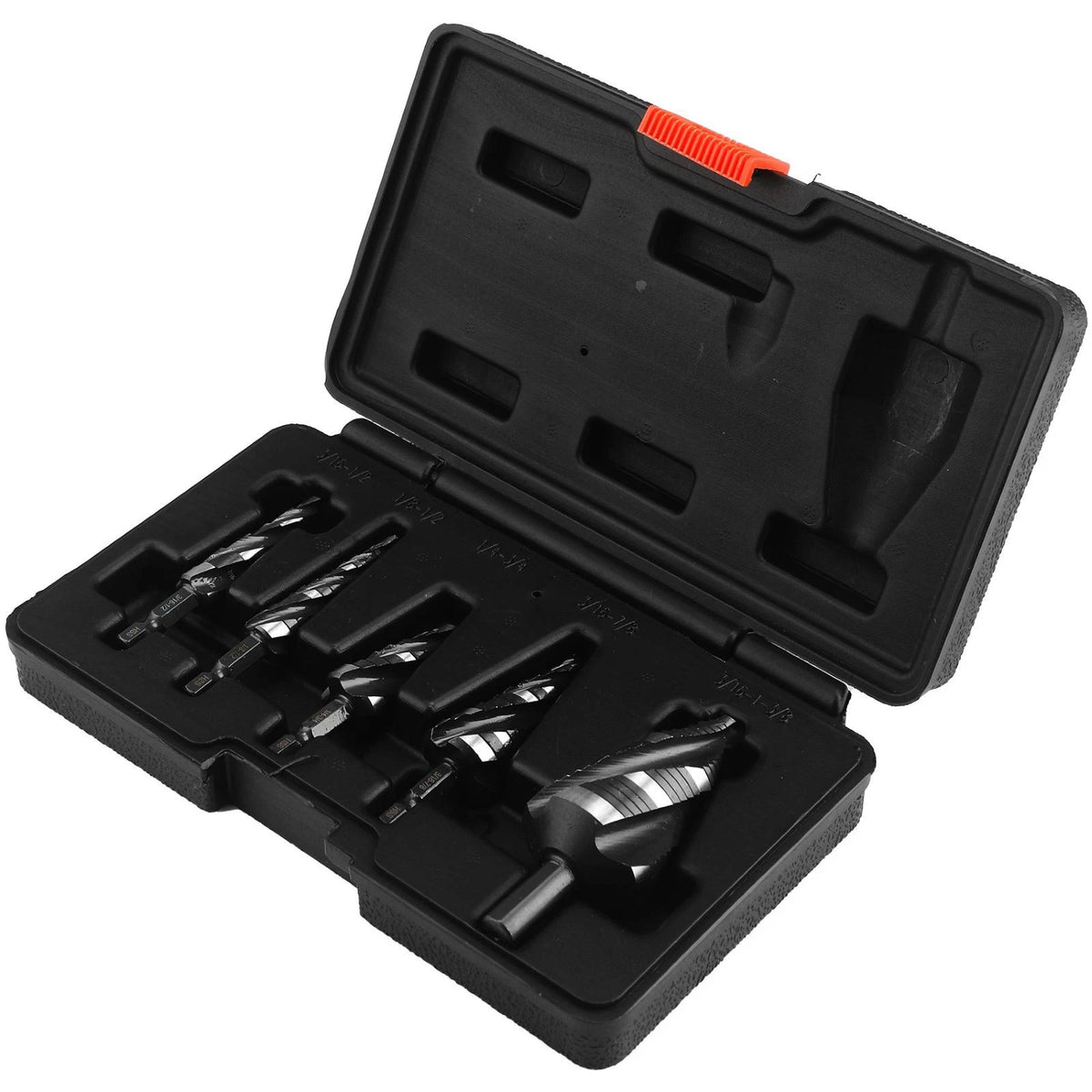 5pcs Step Drill Bit Set with 1/4-inch Hex Shank and 9mm Round Shank