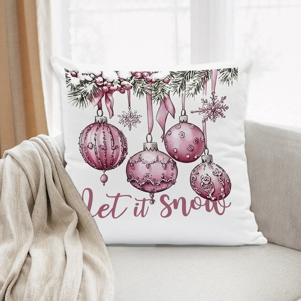 Set of 2 Christmas Pillow Covers Soft Plush Polyester