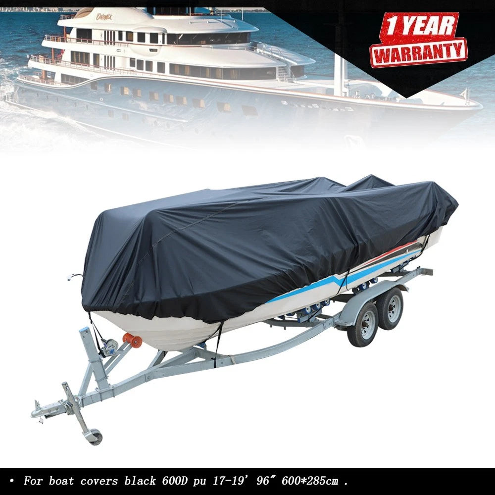 Boat Cover for V-Hull, Tri-Hull, Runabout (17-19', 96", 600D)