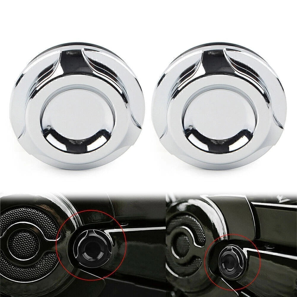 Chrome Cut Swingarm Pivot Bolt Covers for Harley V-Rod VRSCF/D/R (2006–2017)