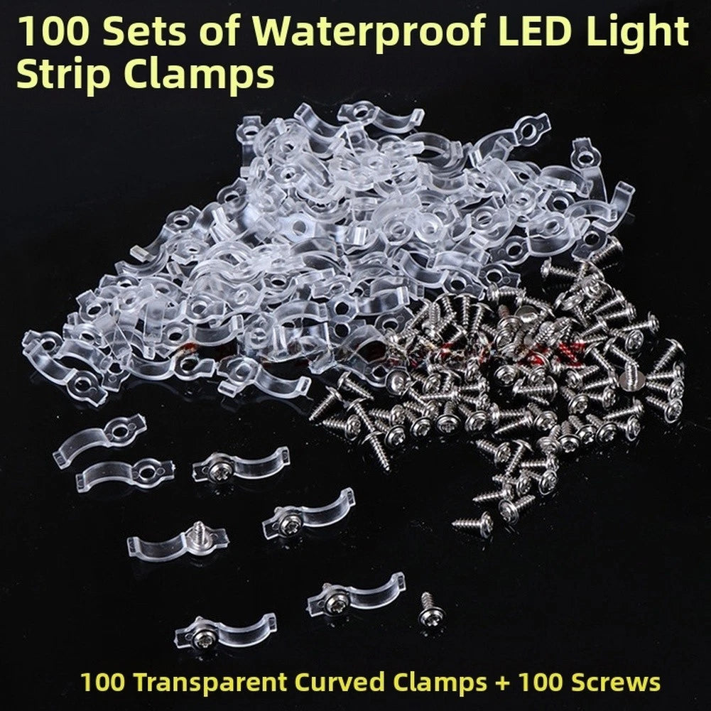 100 Pack LED Strip Fixing Clips for 8mm 9mm 10mm LED Tape Installation