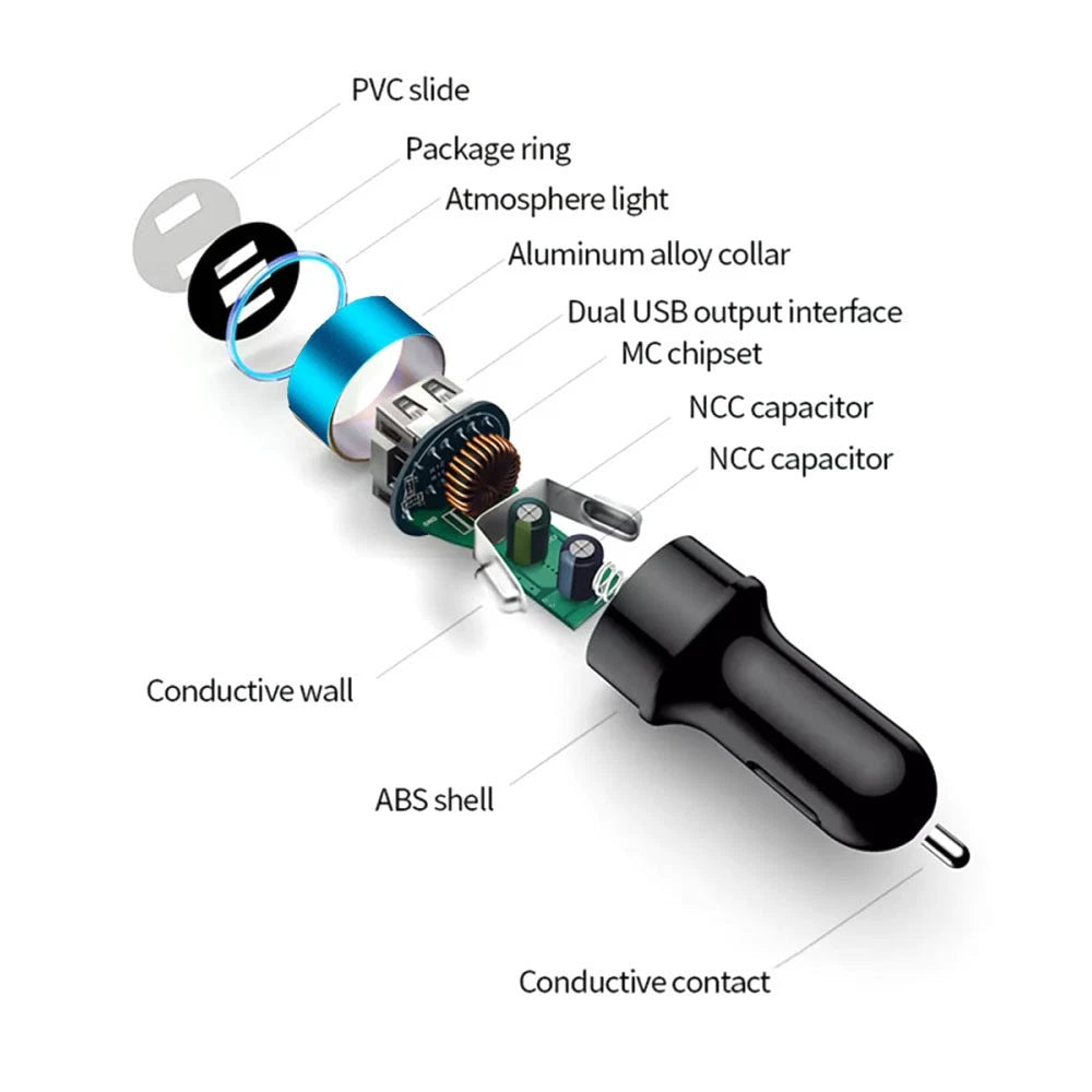 3.1A Dual USB LED Car Phone Charger Cigarette Lighter Socket Digital Voltmeter