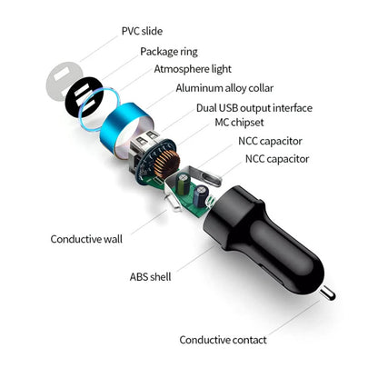 3.1A Dual USB LED Car Phone Charger Cigarette Lighter Socket Digital Voltmeter