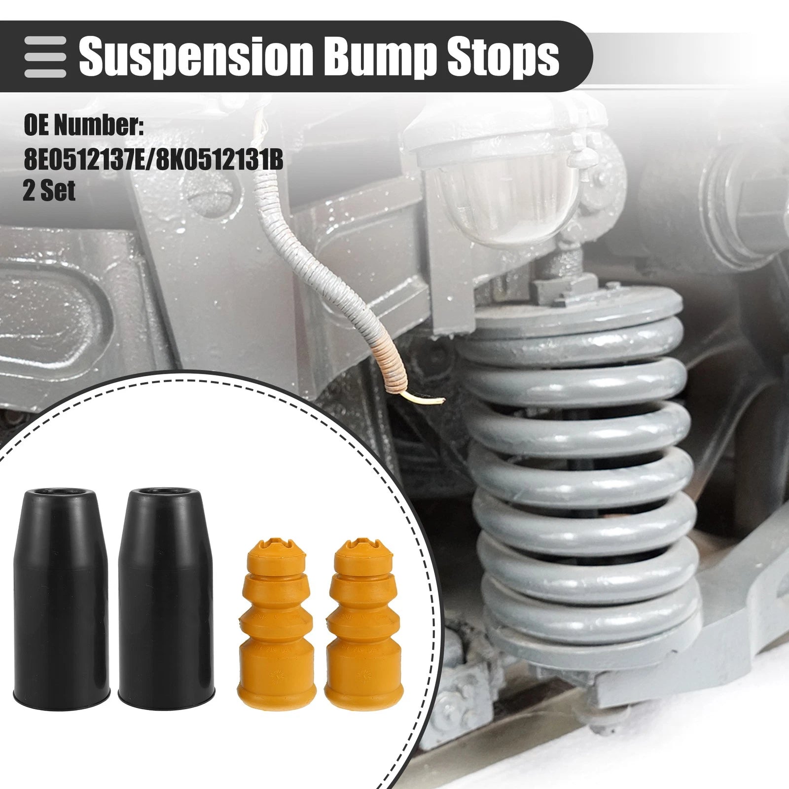 2 Set Rear Suspension Bump Stop Shock Absorber Strut Boot Kit for Audi A4 (2005–2015)