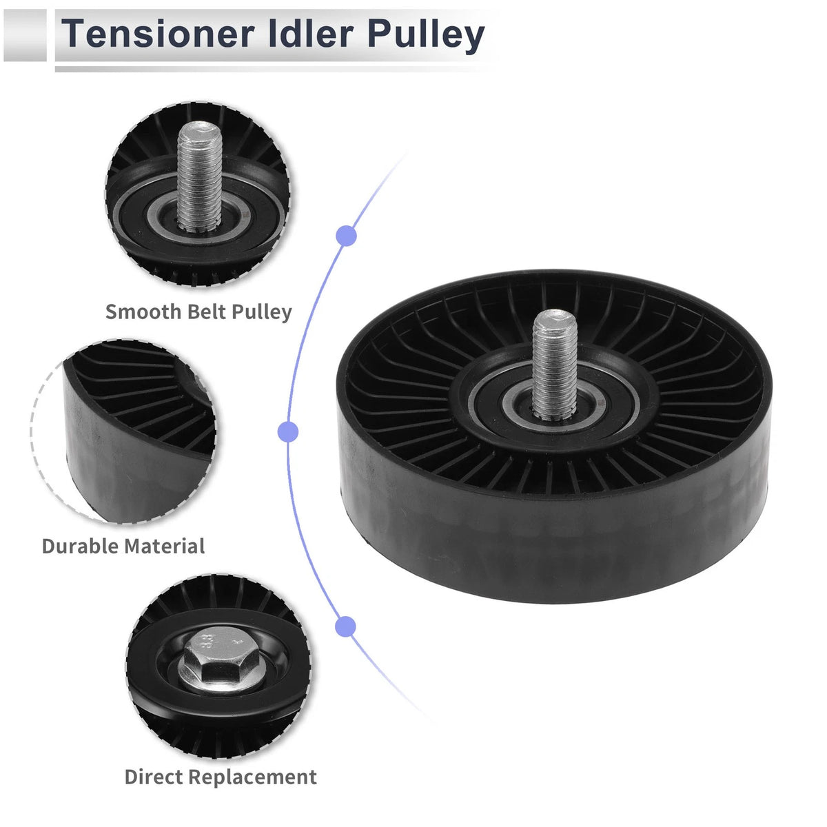 Drive Belt Idler Pulley Serpentine for Chevrolet C1500 (1990–1991) 36419 Plastic