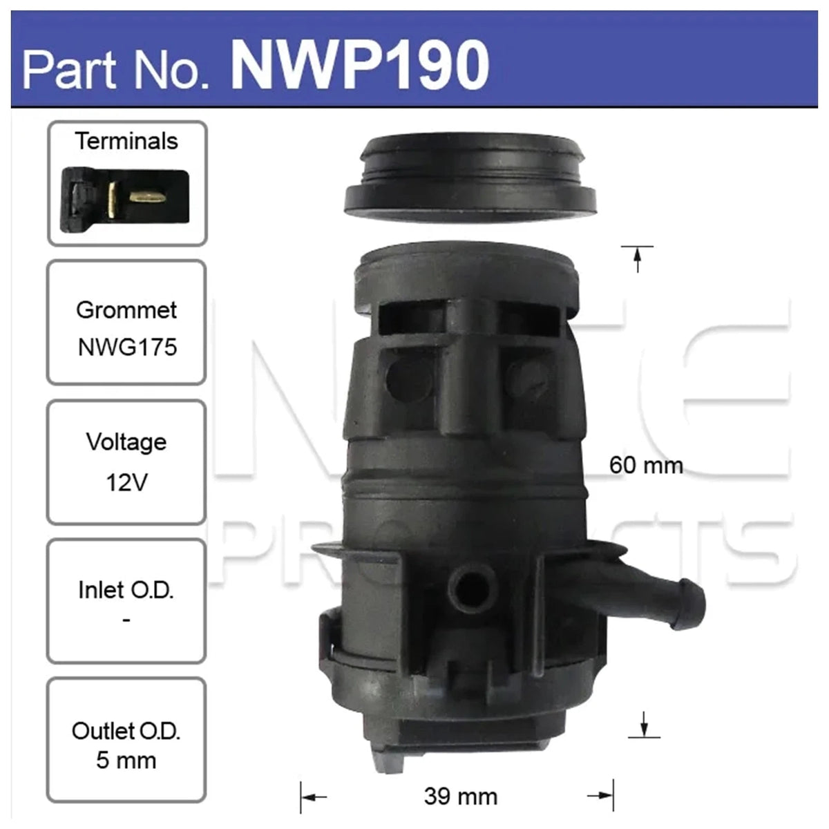 Windscreen Washer Pump for Daihatsu Sirion M301S (2005–2013) K3-VE