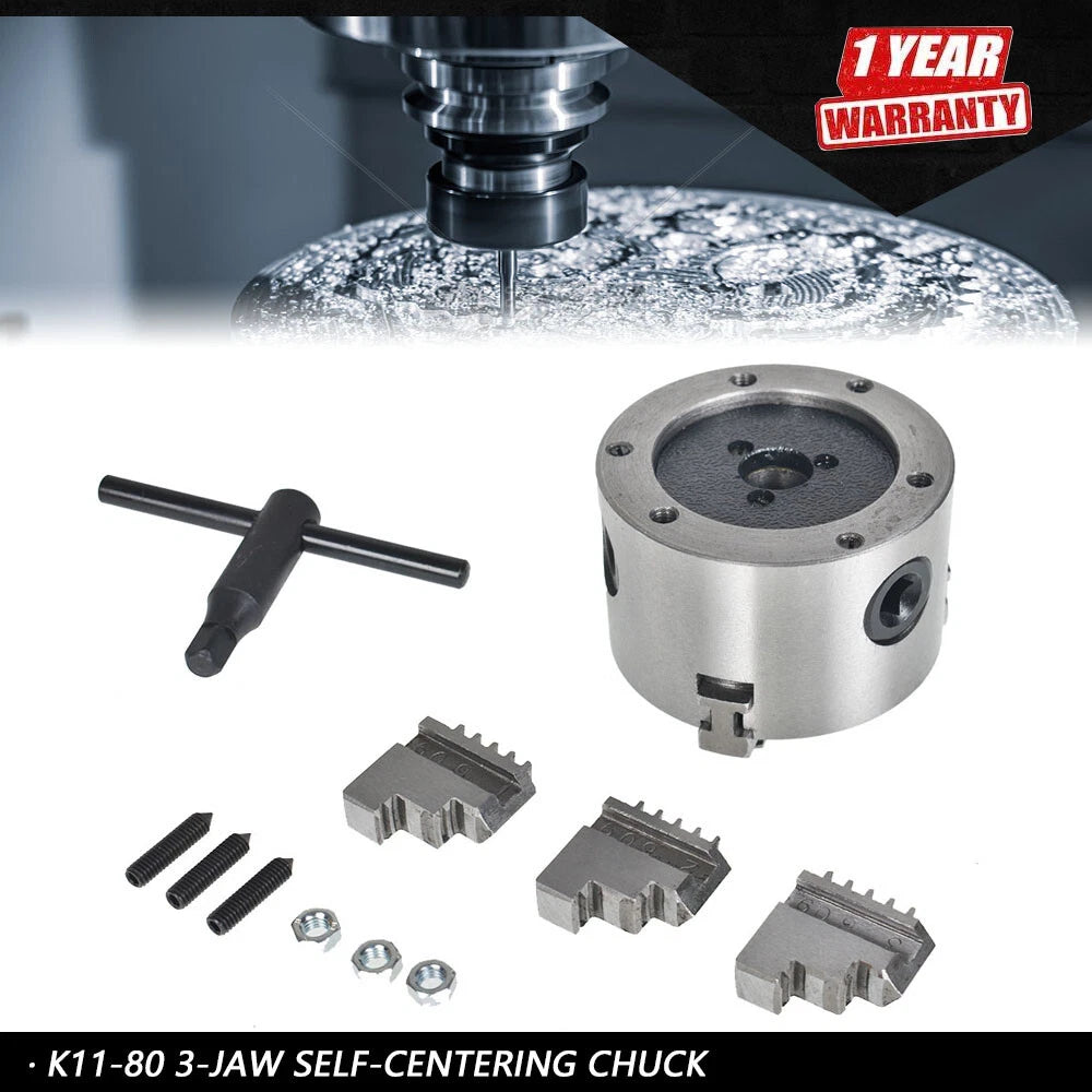 3" Lathe Chuck K11-80 for CNC Milling Machine (Self-Centering)