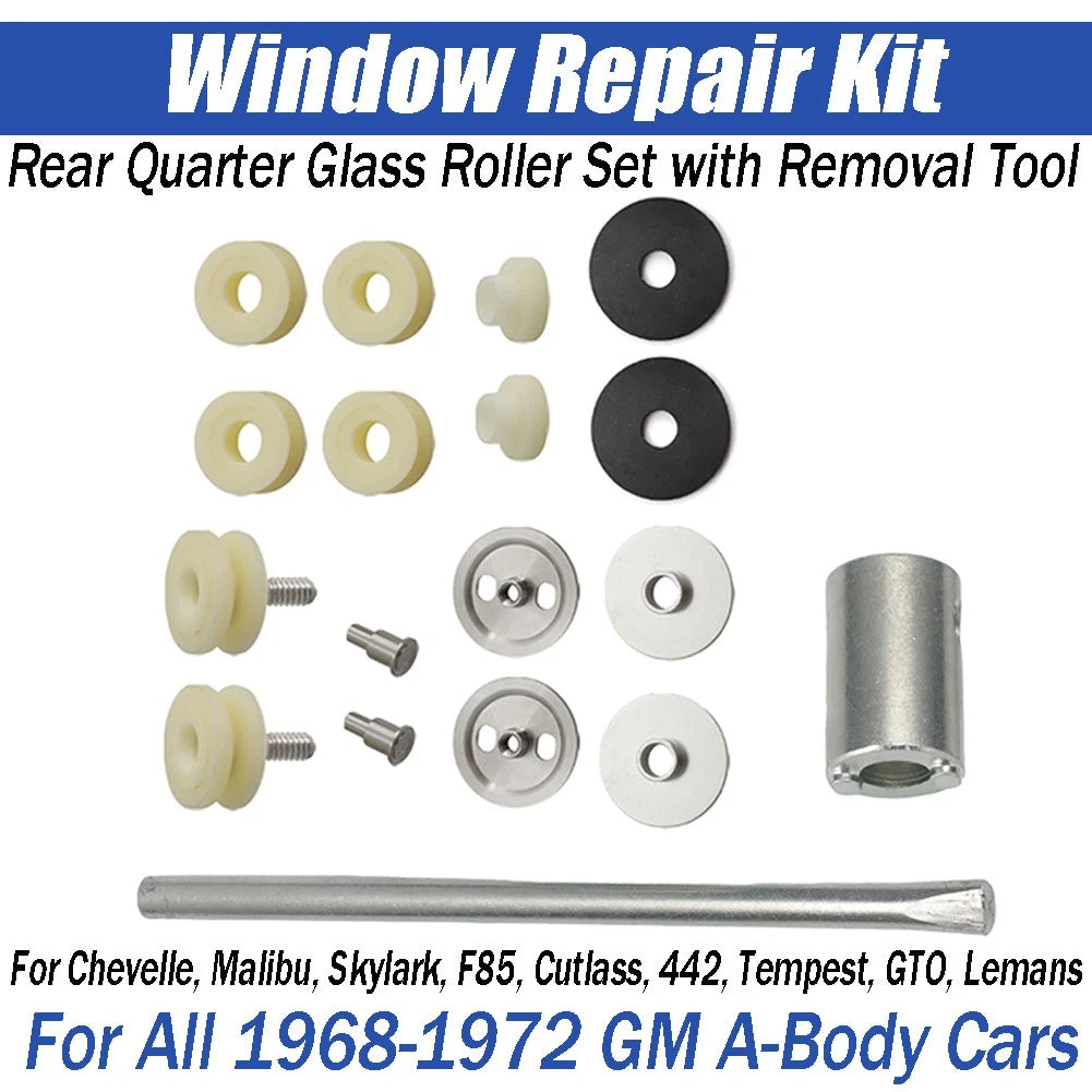 Rear Quarter Window Roller Set with Tool Kit for GM A Body GTO Chevelle (1968–1972)