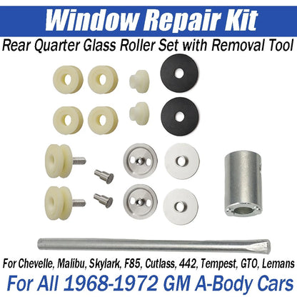 Rear Quarter Window Roller Set with Tool Kit for GM A Body GTO Chevelle (1968–1972)