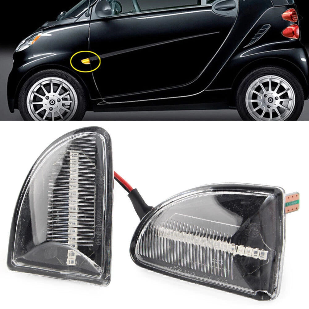 Clear LED Sequential Dynamic Side Marker Light for Smart Fortwo W451 (2007–2014)