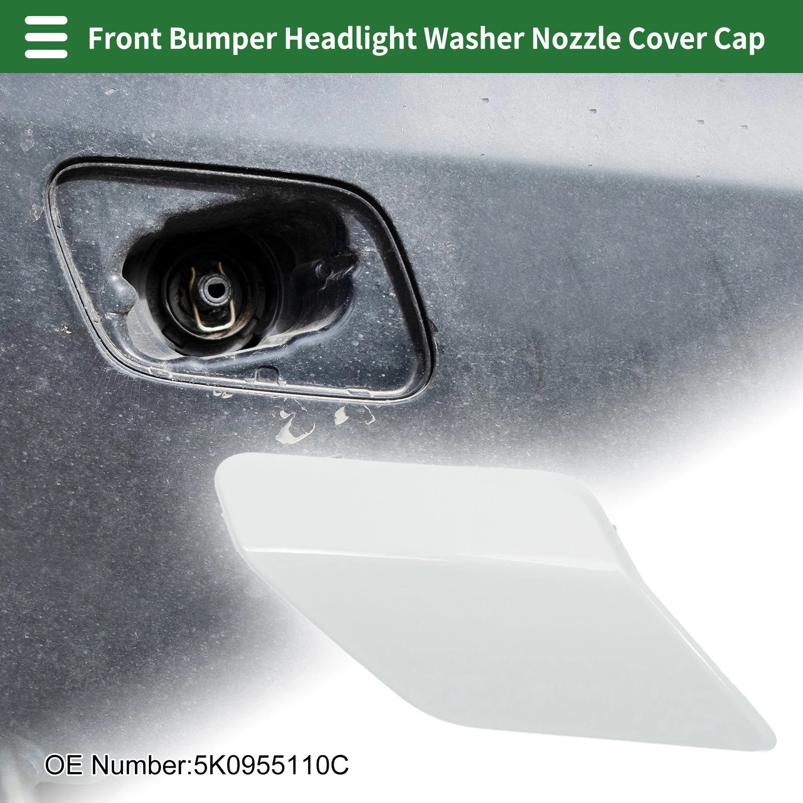 Front Right Washer Nozzle Cover Cap for VW Golf VI (2008–2012) - White
