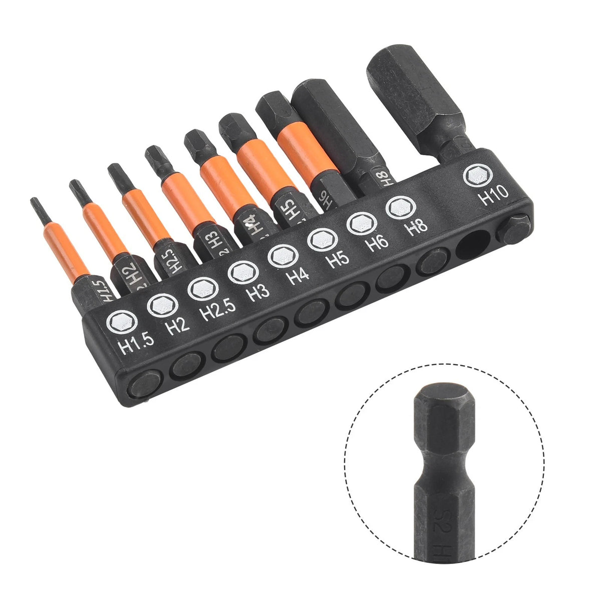 Screwdriver Bits Set of 10, 50mm Length, Alloy Steel