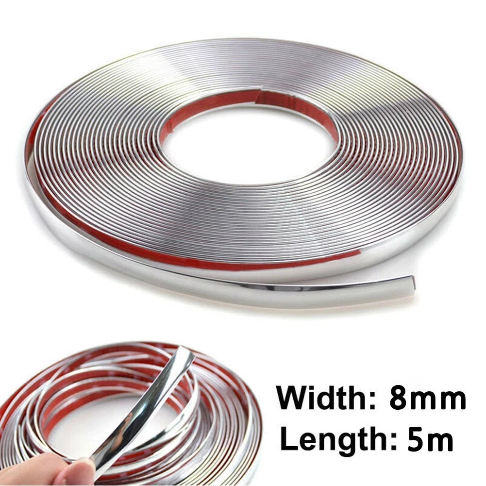 8mm Chrome Moulding Strip for Universal Fit (5m Long)