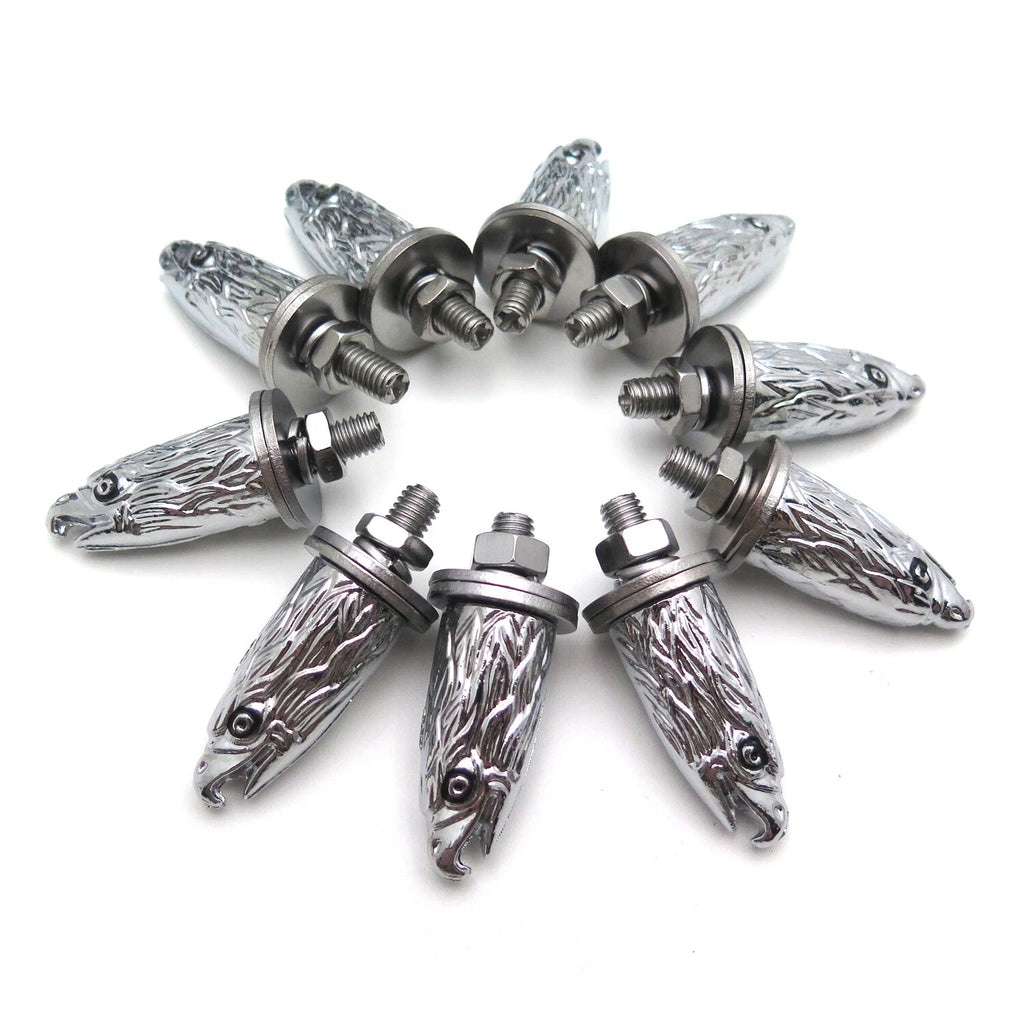 10x Chrome Eagle Head Bolts Screws for License Plate Tag Frame (Universal)