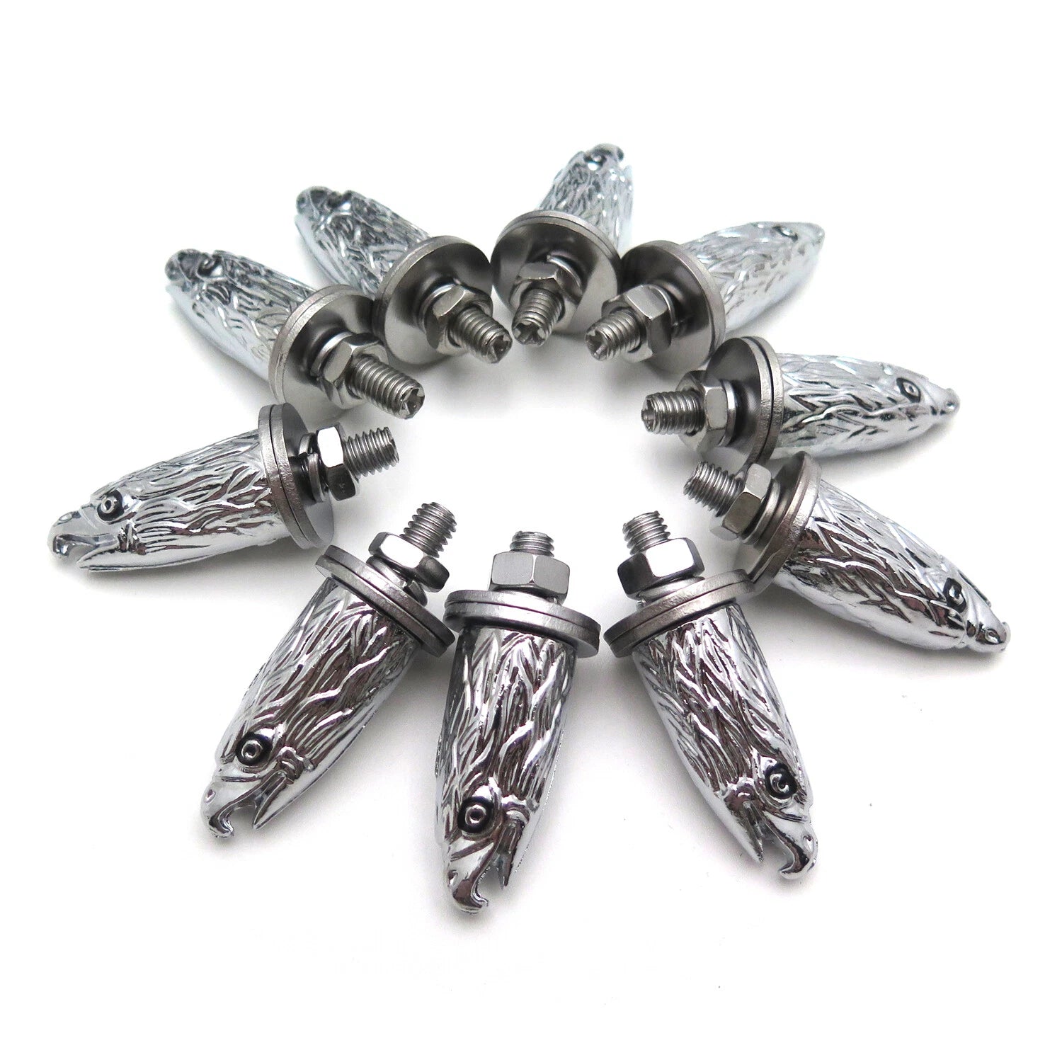 10x Chrome Eagle Head Bolts Screws for License Plate Tag Frame (Universal)