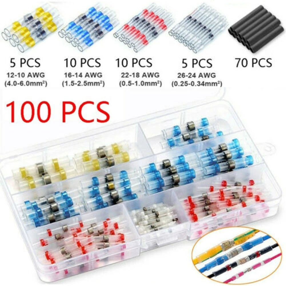 100x Tinned Copper Sleeve Shrinkable Butt Terminal Connectors