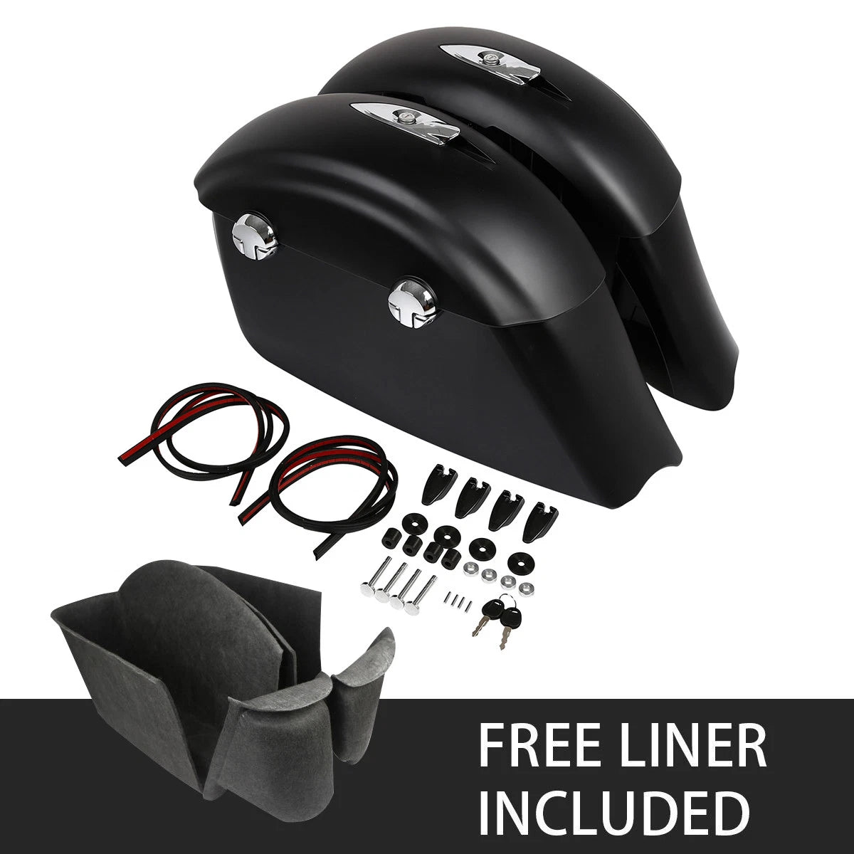 Matte Saddlebags with Electronic Latch & Carpet Liner for Indian Chieftain (2014–2023)