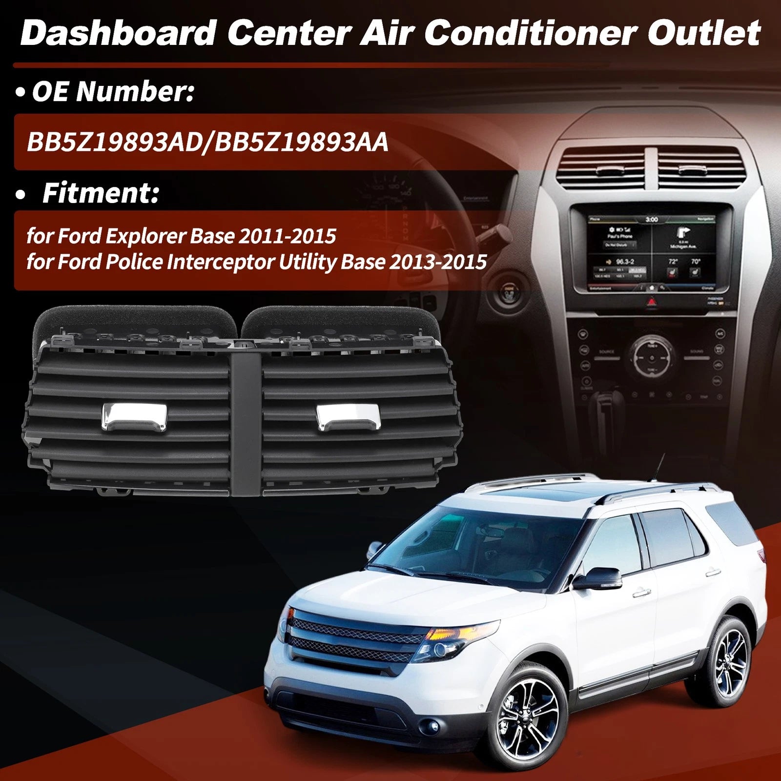 Dashboard Air Vent Outlet Panel Replacement for Ford Explorer (2011–2015)