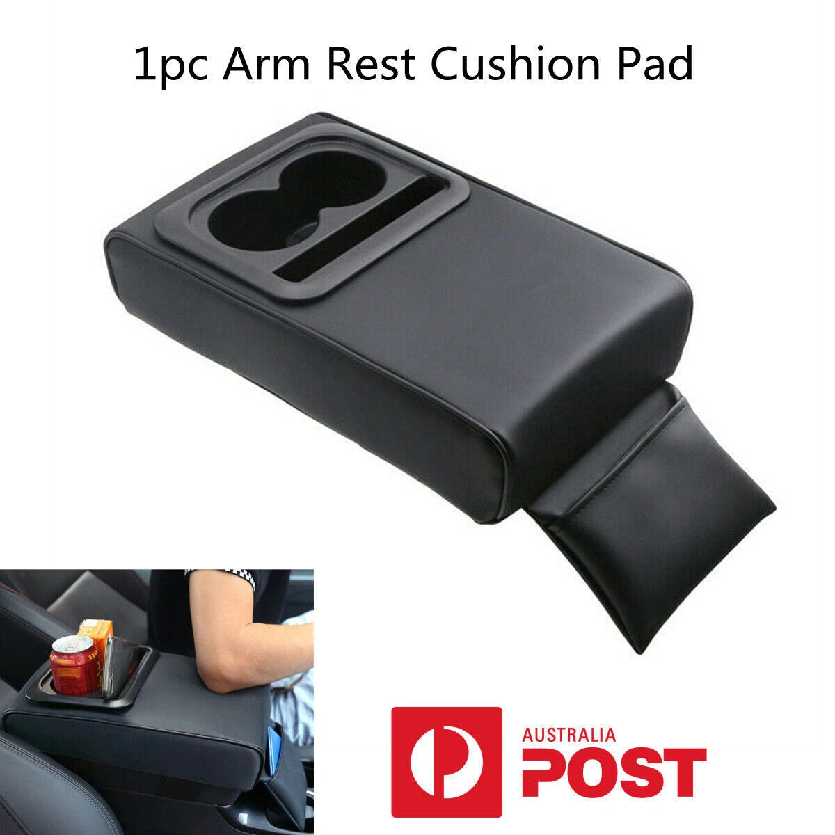 Center Console Armrest Box Cover Pad for Universal Cars with Cup Holder