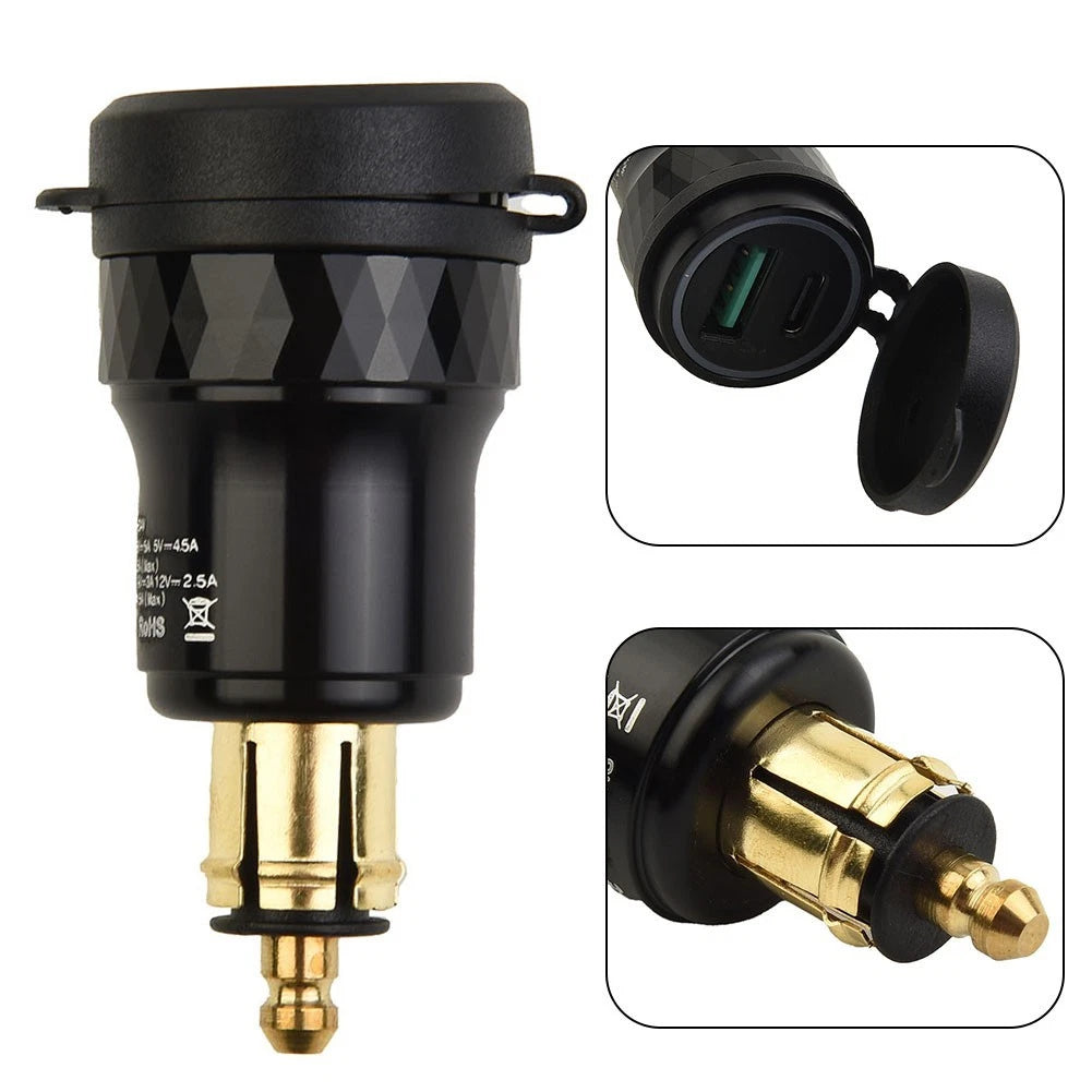Dual USB Charger for Motorcycle (Hella DIN Plug Socket)
