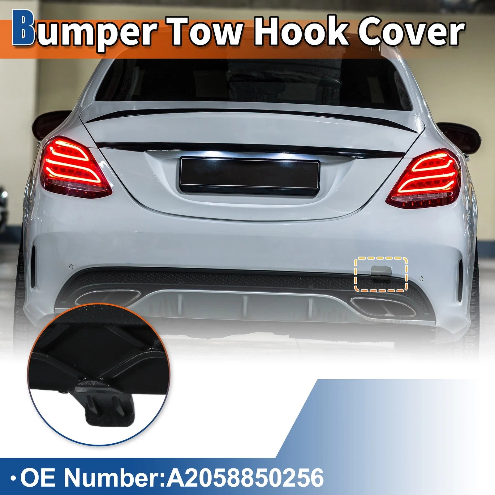 Rear Tow Hook Cover Replacement for Mercedes-Benz W205 (2015–2021)