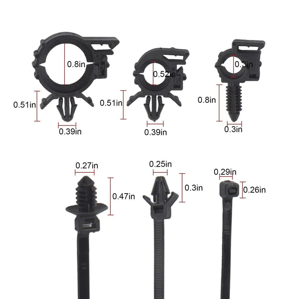 150 Pcs Wire Routing Clips Push Mount Cable Zip Tie for Automotive Use