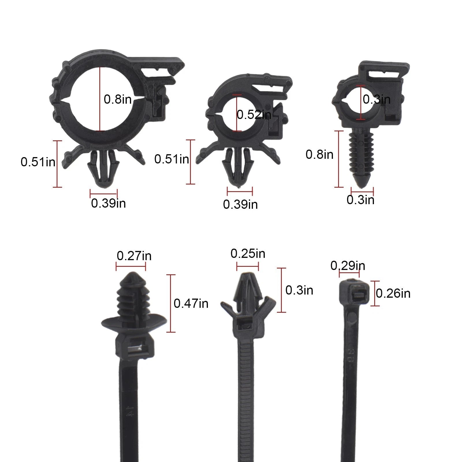 150 Pcs Wire Routing Clips Push Mount Cable Zip Tie for Automotive Use