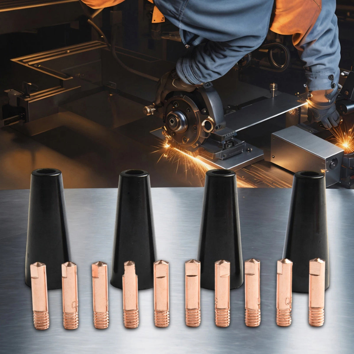 Contact Tips and Nozzles Kit for MIG Welding (14AK Compatibility)