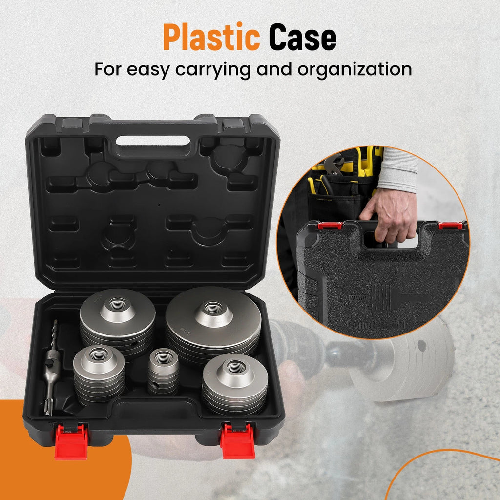 6PCS Concrete Hole Saw Kit 5 Inch for SDS Plus Drill Bits
