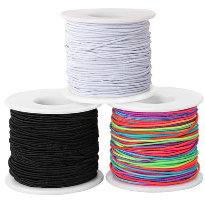 3 Roll Elastic Bands for DIY Bracelets - Black, White, Colorful