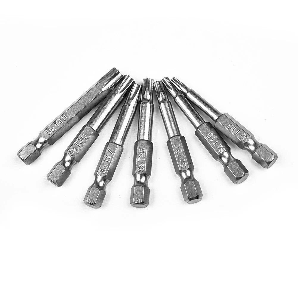 7 Pieces 50mm Alloy Steel Hex Handle Five Point Magnetic Screwdriver Bits