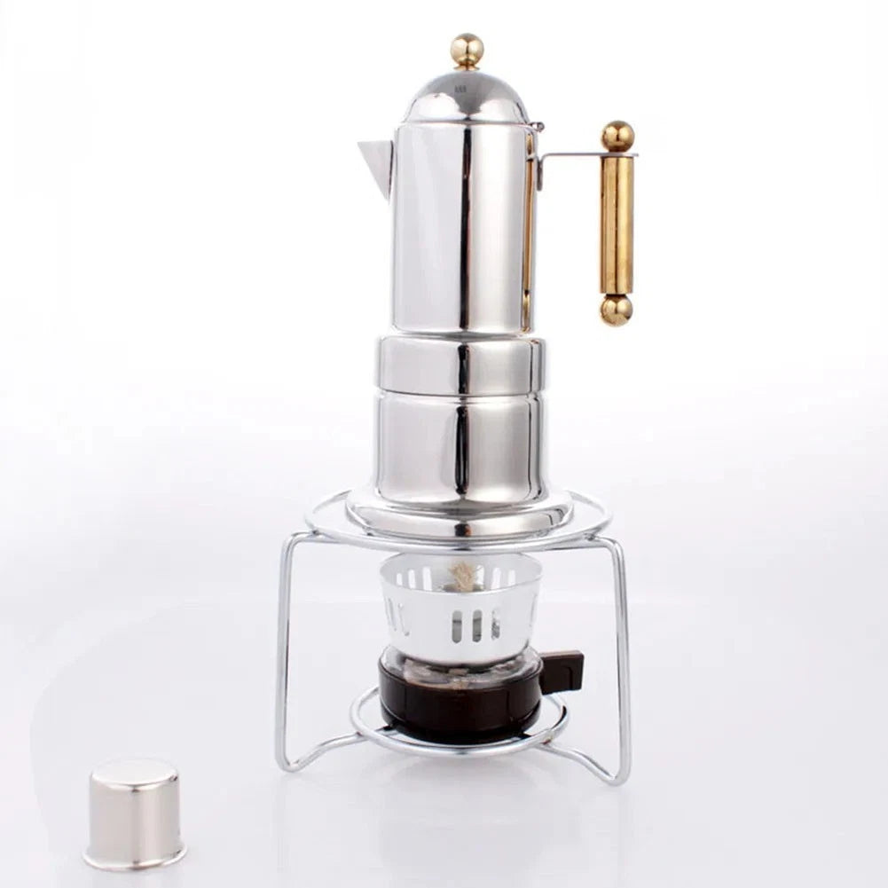 Solid Iron Stove Stand for Moka Pots Kettles (16x13.5x10.5cm) Silver Finish