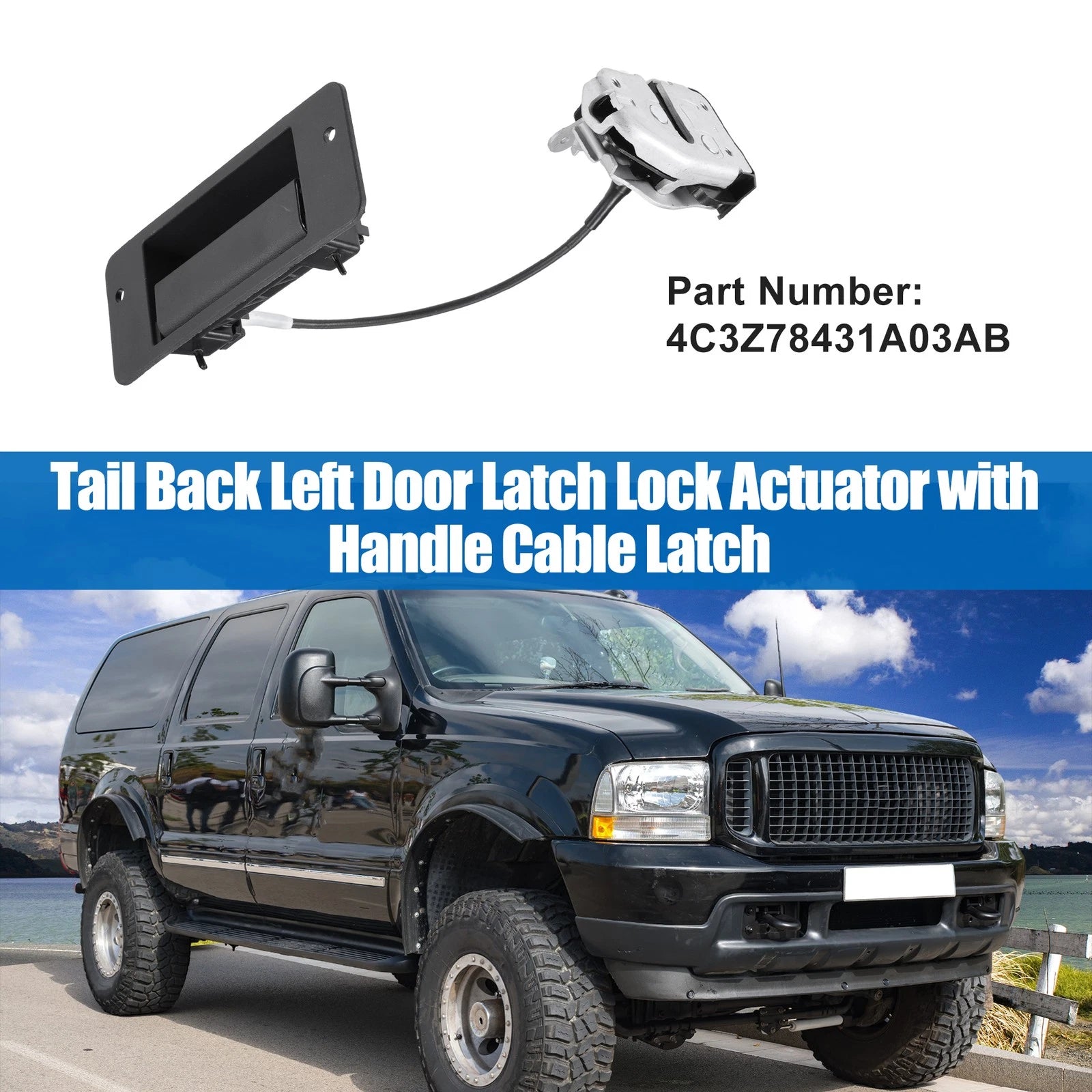 Tailgate Lock Actuator Rear Left With Handle for Ford Excursion (2000–2005)