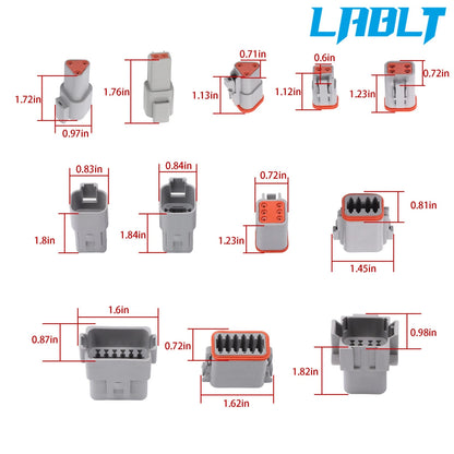 215Pcs DT Connector Kits 2 3 4 6 8 12 Pin Size 16 Stamped Contacts