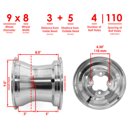 Rear Wheel Rim Replacement 4 Lug 4 110mm for Kawasaki Suzuki Polaris (1980–)